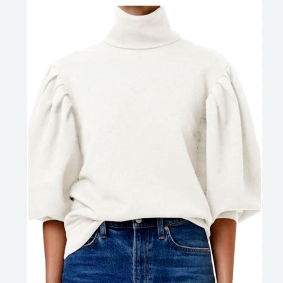 Citizens of Humanity Noeme puff sleeve turtleneck sweatshirt top - Picture 1 of 13